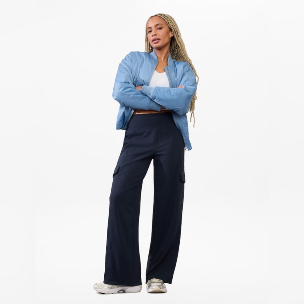 Athleta Navy Wide Leg Cargo Pants